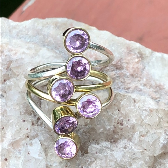 BOUTIQUE TWO TONE KUNZITE STERLING SILVER RING,7.5 - Picture 1 of 7